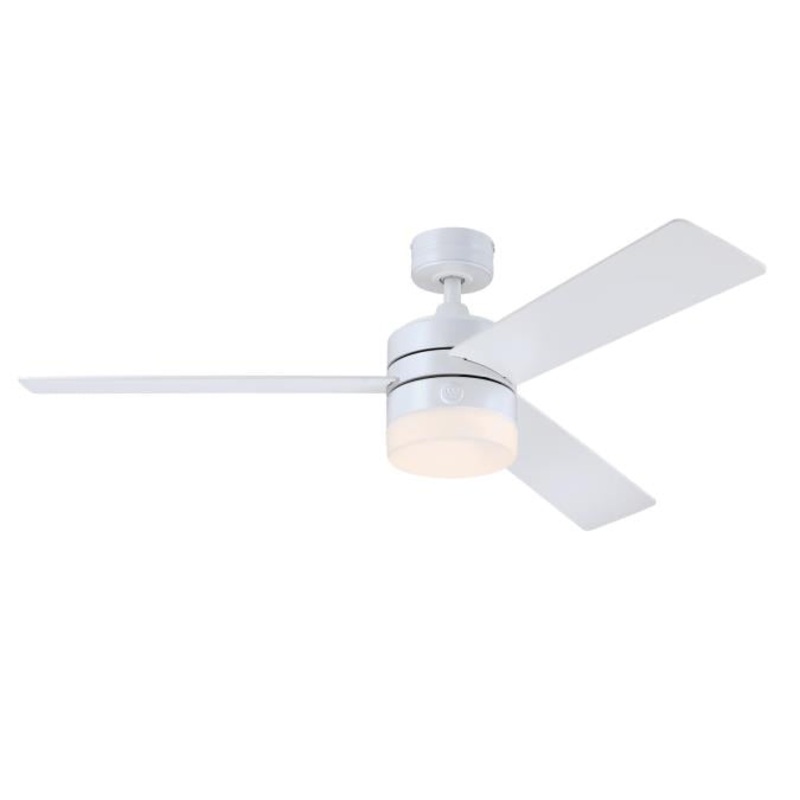Westinghouse 73147LE Alta Vista 52-Inch Three-Blade Indoor Ceiling Fan, Matte White Finish, Dimmable LED Light Fixture with Color Temperature Selection, Backlit Wall Control Included