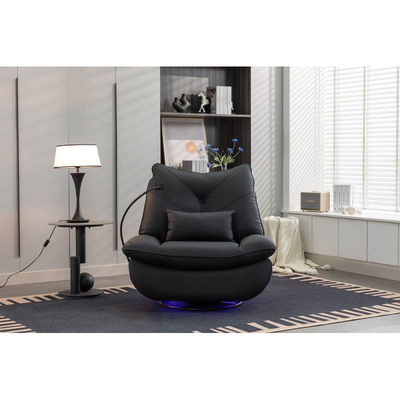 270 Swivel Glider Recliner Chair, Power Recliner Rocking Chair, USB Port Charge For Nursery Chair With Atmosphere Lamp For Living Room Bedroom Apartment