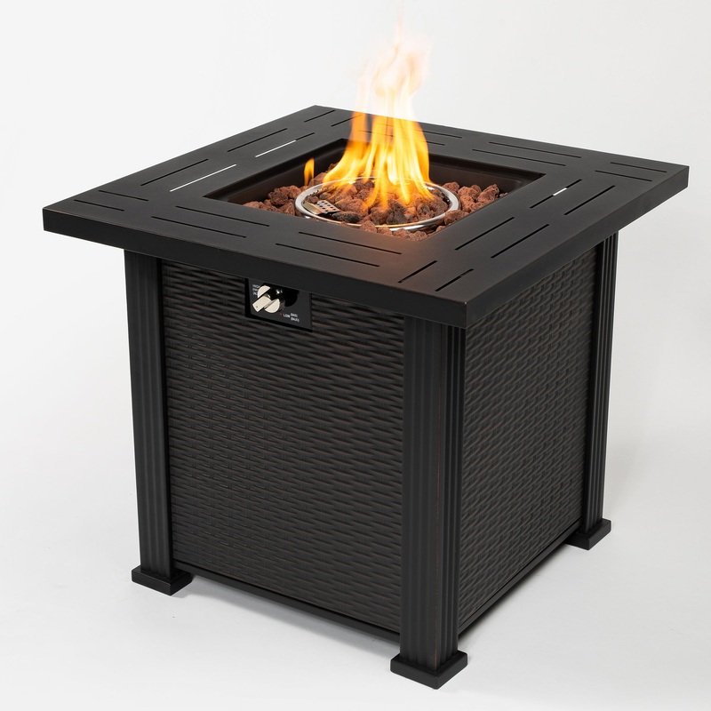 28″ Square Fire Pit Table – Brown