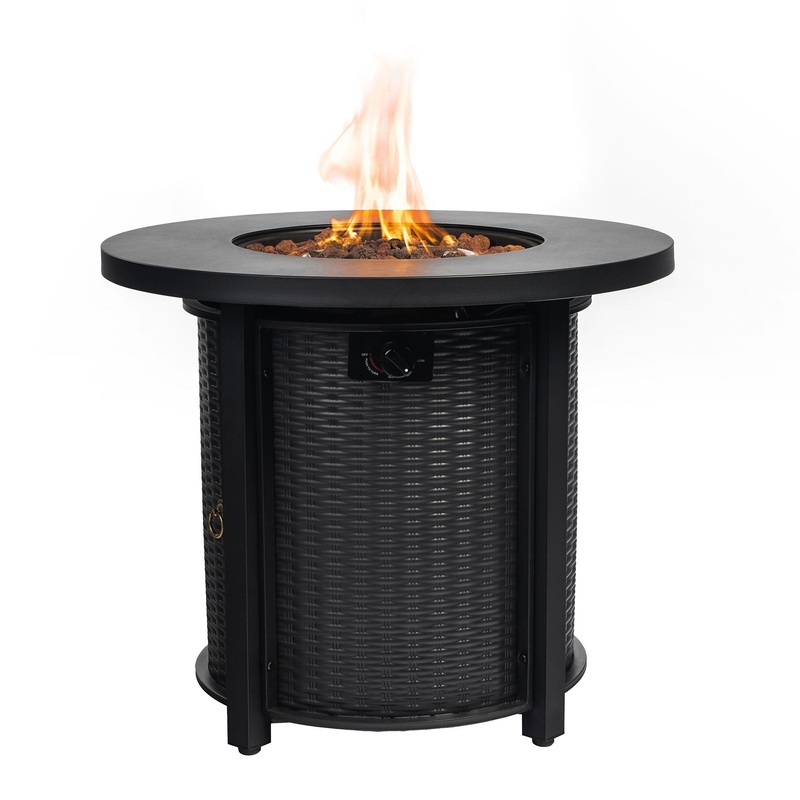 30″ Propane Round Fire Table 40000Btu Propane Fire Pit Table – Black