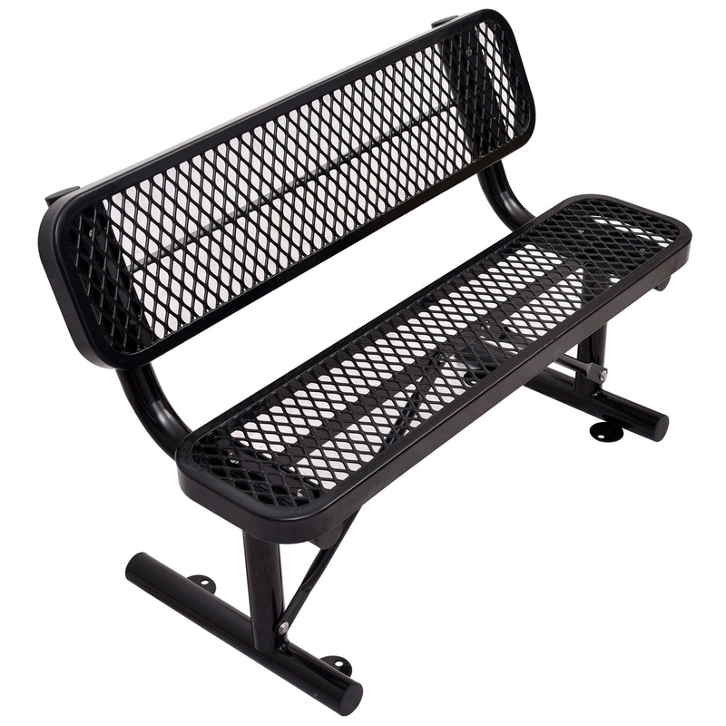 6′ Outdoor Steel Bench With Backrest