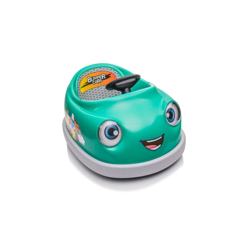 Bumper Car For Kids, 12V Dual Drive 1-6 Years Old Children’s Electric Car With Pushrod Dinner Plate USB Bt Music Rocking Horse Mode Anti-Collision Bumper Ride On Car