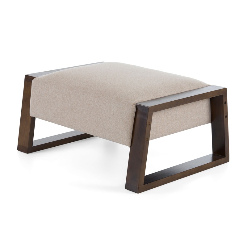 Sleek And Stylish Ottoman Polyester With Rubberwood Legs – Beige