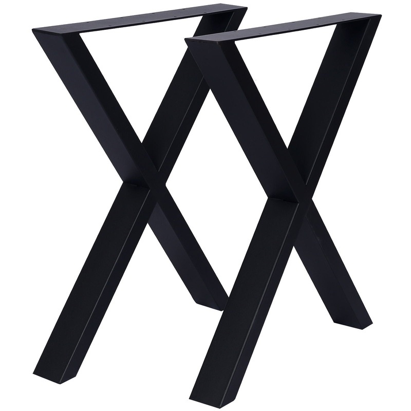 X Table Legs 28X 24″, Wide Metal Table Legs, Heavy Duty Steel Desk Legs Table Leg Dining Table Legs Coffee Desk Leg (Set of 2) – Black