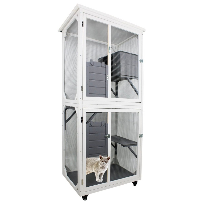 Xpt016 Outdoor Indoor Cat Pet Climbing Rack Play Cage Lovely Big Space – White