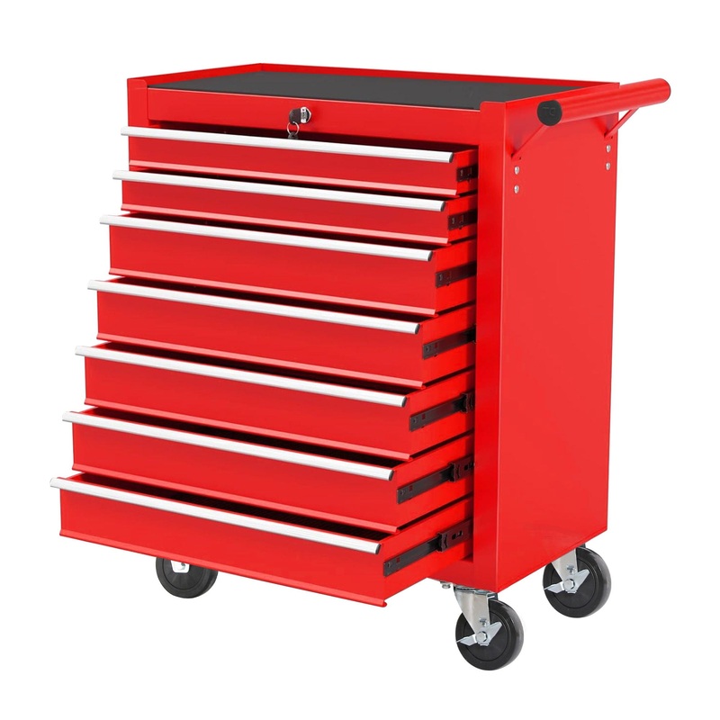 7 Drawer Rolling Tool Chest With Wheels, Multifunctional Tool Box And Storage