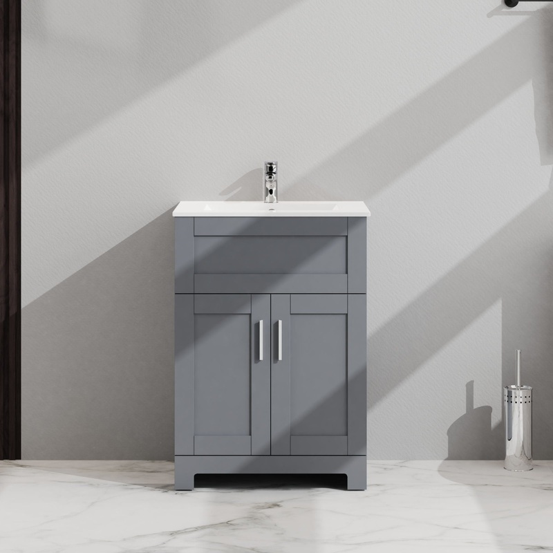 Bathroom Sink Vanity Laundry Utility Cabinet – Gray