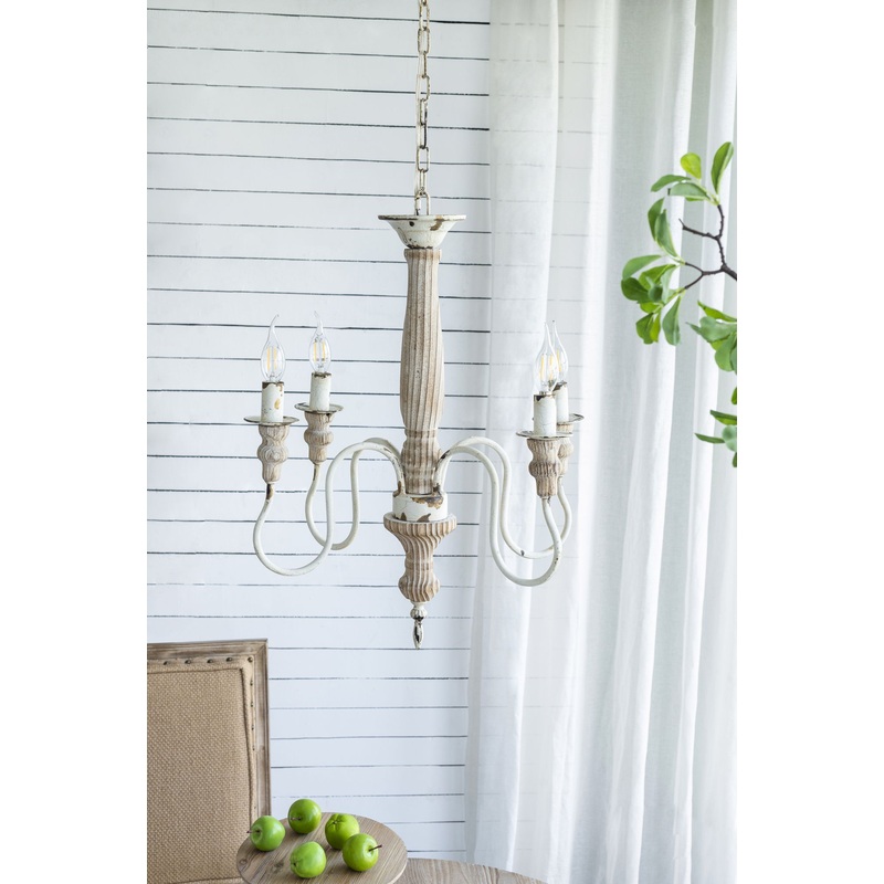 4 Light Chandelier, Hanging Light Fixture With Adjustable Chain For Kitchen, Bulb Not Included – Cream White