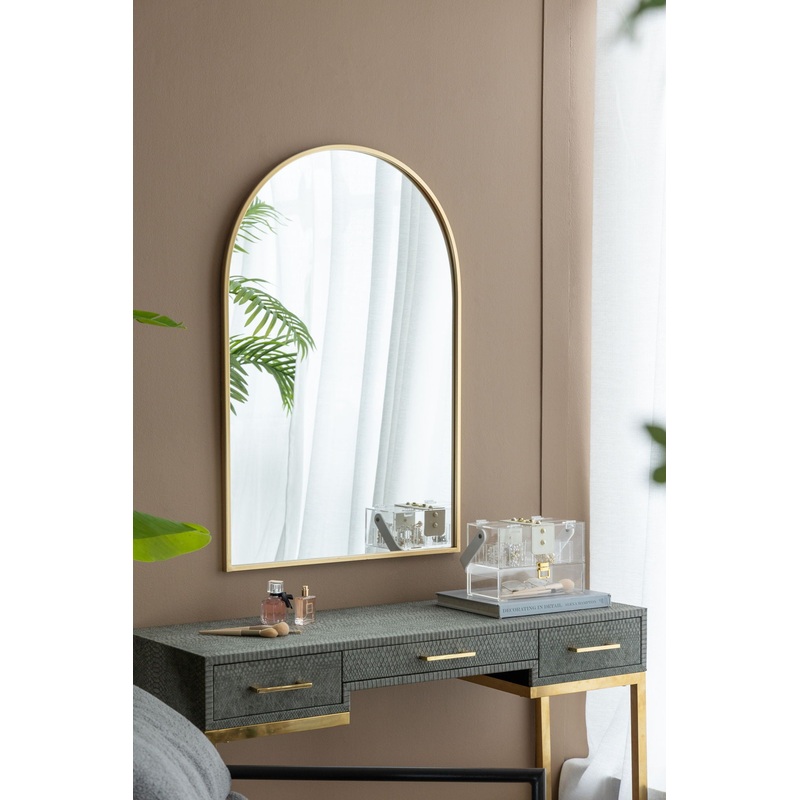 Arched Mirror With Metal Frame, Wall Mirror For Living Room Bedroom Entryway