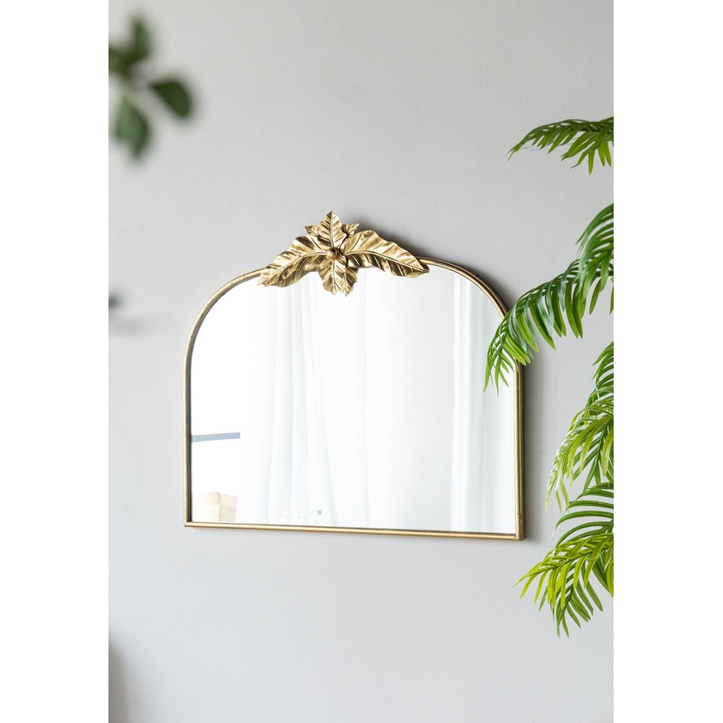 Arched Wall Mirror With Metal Frame, Wall Mirror For Living Room