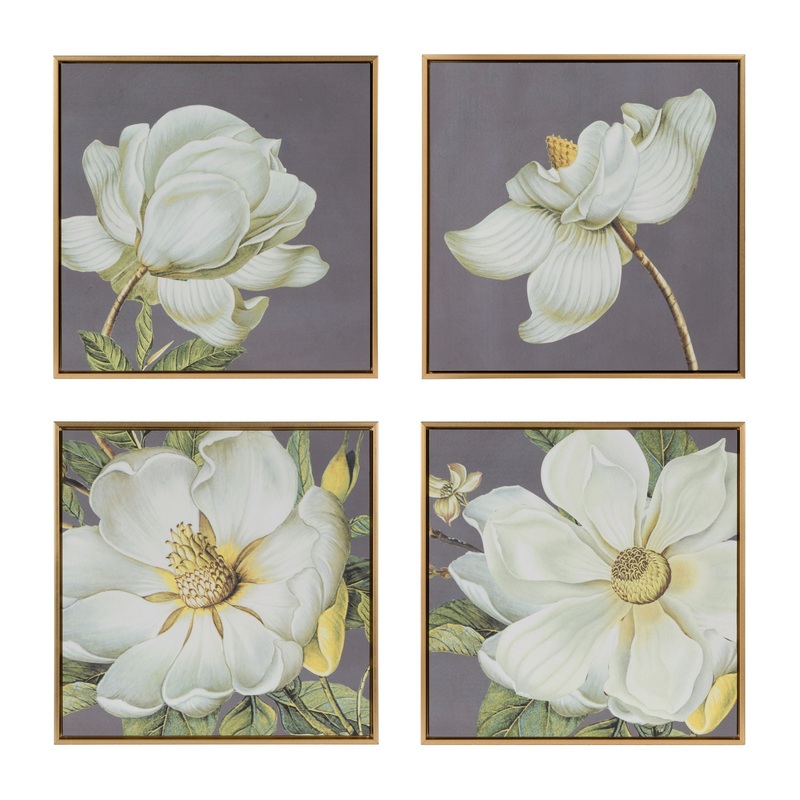 Botanical Wall Art Prints, Home Decor For Living Room Dining Room Bedroom Hallway (Set of 4) – Gray