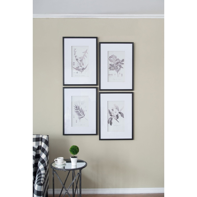 Botanical Wall Art Prints, Home Decor For Living Room Dining Room, Bedroom, Hallway (Set of 4) – White / Black