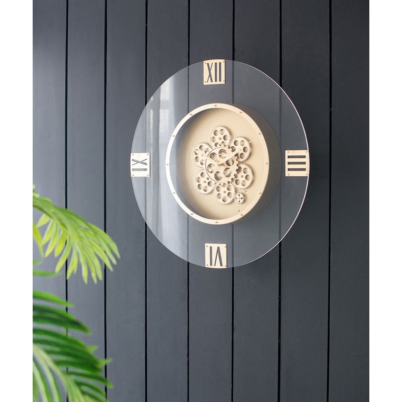 Round Moving Gear Roman Numeral Clock – Multicolor