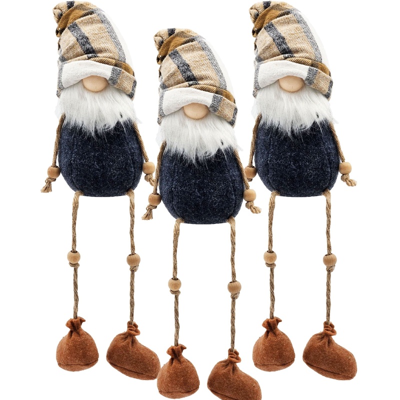 3 Pieces Fall Thanksgiving Gnomes Decorations, Harvest Festival Table Home Ornaments For Holiday Party Gifts – Blue / Brown