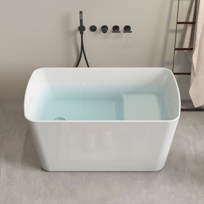 49” Acrylic Freestanding Soaking Bathtub, Square-Shape Japanese Soaking Hot Tub, Sit-In Design With Chrome Overflow And Drain For Express Delivery 23Amazing-49 (W1920P179228) – Glossy White