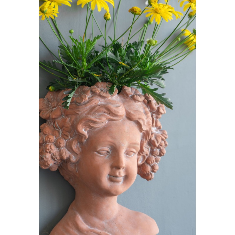 8X4X9″ Visage Head Bust Planter, Home Wall Planter – Brown