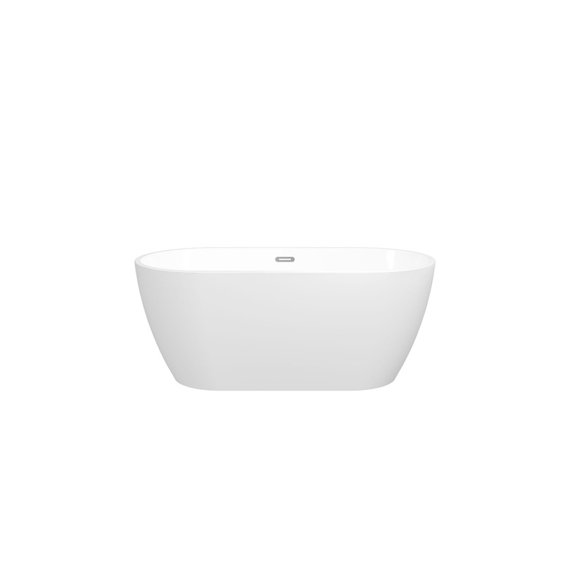 Acrylic Freestanding Soaking Bathtub With Classic Slotted Overflow And Toe-Tap Drain In Chrome, Cupc C Ertified, 02138 – Glossy White