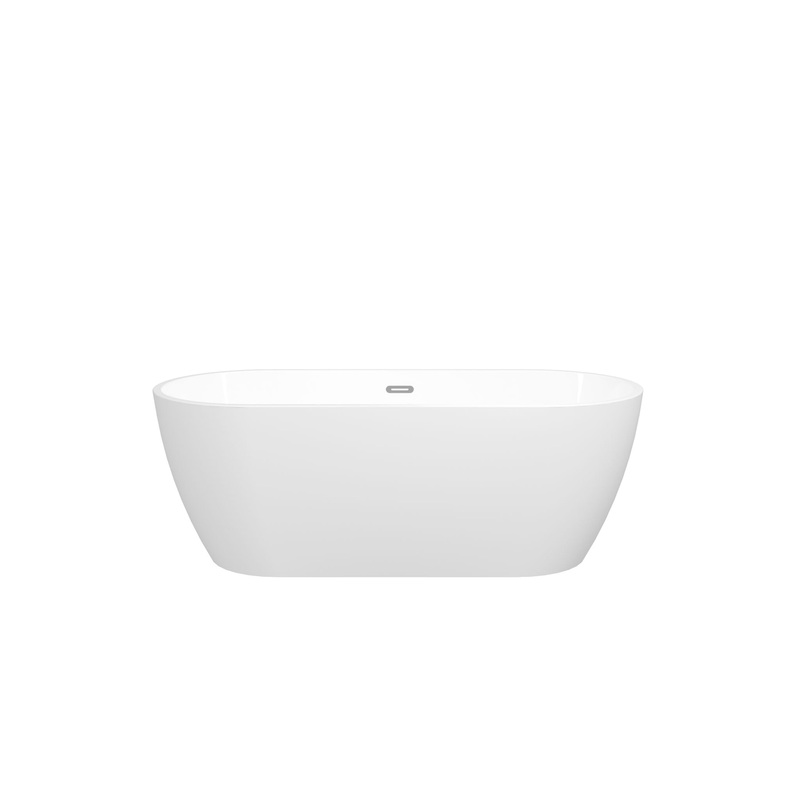 Acrylic Freestanding Soaking Bathtub With Classic Slotted Overflow And Toe-Tap Drain In Chrome, Cupc Certified.Easy To Install, 02138 – Glossy White