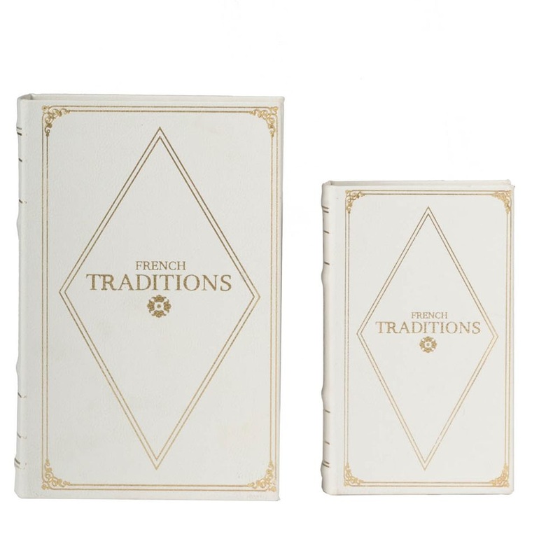 Book Boxes (Set of 2) – White / Gold
