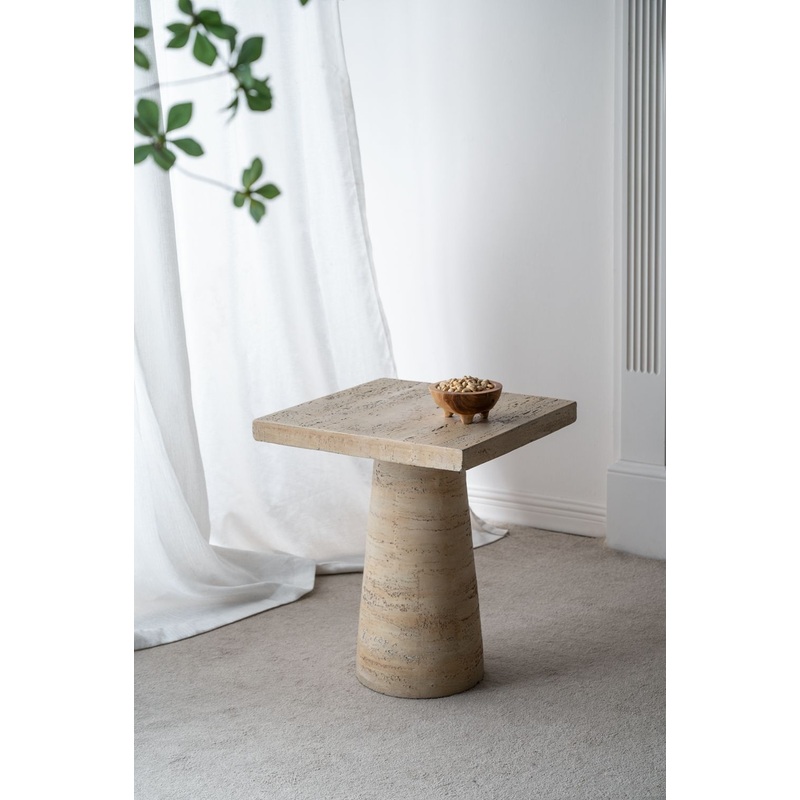 Square Side Table With Pedestal Base