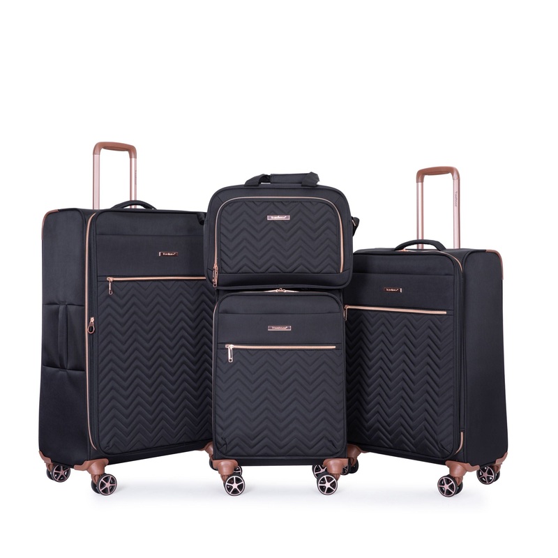 4 Piece Set, Softshell Suitcase Spinner Wheels Terylene Luggage Sets