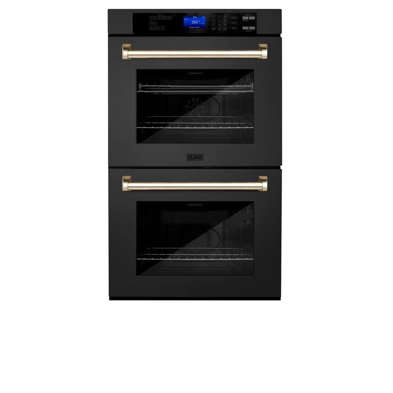 ZLINE 30″ Autograph Edition Double Wall Oven with Self Clean and True Convection in Black Stainless Steel (AWDZ-30-BS) [Color: Gold] – (AWDZ30BSG)