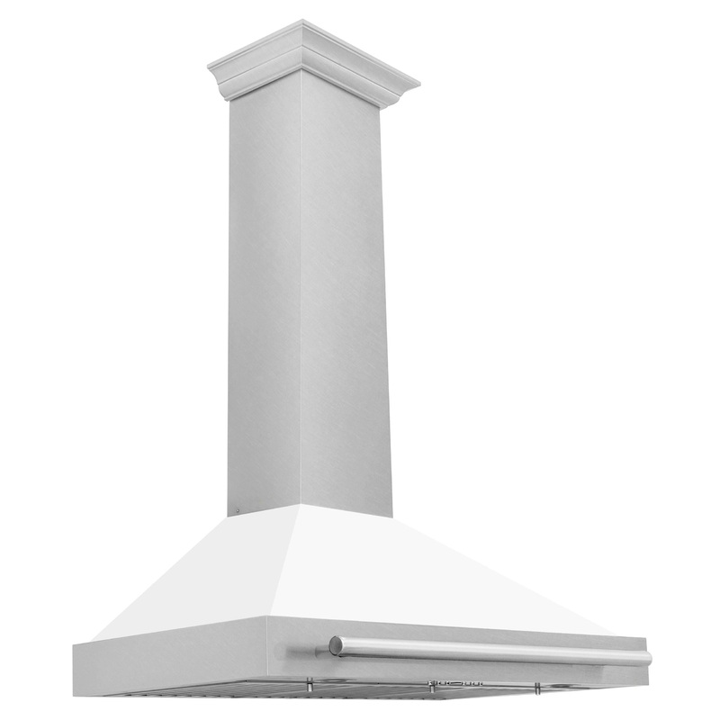 ZLINE 36 in. Convertible Fingerprint Resistant DuraSnow’ Stainless Steel Range Hood with Stainless Steel Handle (KB4SNX-36) [Color: White Matte Shell] – (KB4SNXWM36)