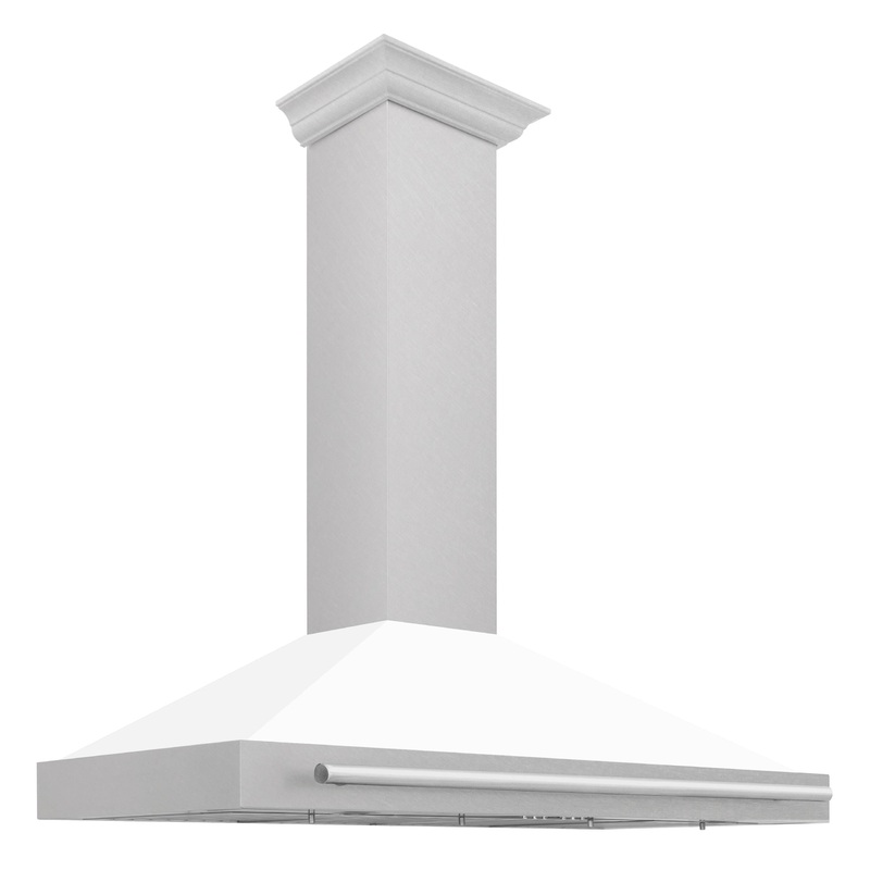 ZLINE 48 in. Convertible Fingerprint Resistant DuraSnow’ Stainless Steel Range Hood with Stainless Steel Handle (KB4SNX-48) [Color: White Matte Shell] – (KB4SNXWM48)