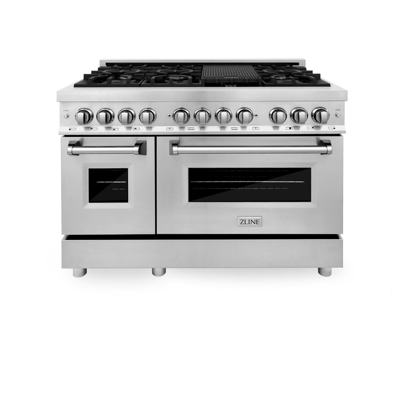 ZLINE 48 in. Dual Fuel Range with Gas Stove and Electric Oven in Stainless Steel (RA48) [Color: Stainless Steel] – (RA48)