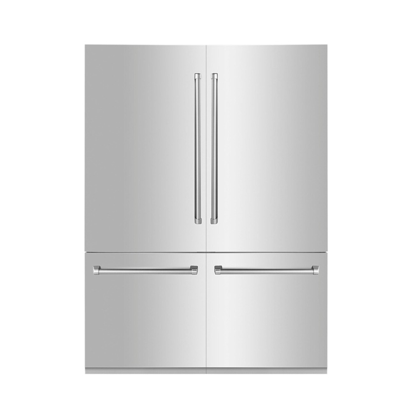 ZLINE 60 in. 32.2 cu. ft. Built-In 4-Door French Door Refrigerator with Internal Water and Ice Dispenser in Stainless Steel (RBIV-304-60) – (RBIV30460)
