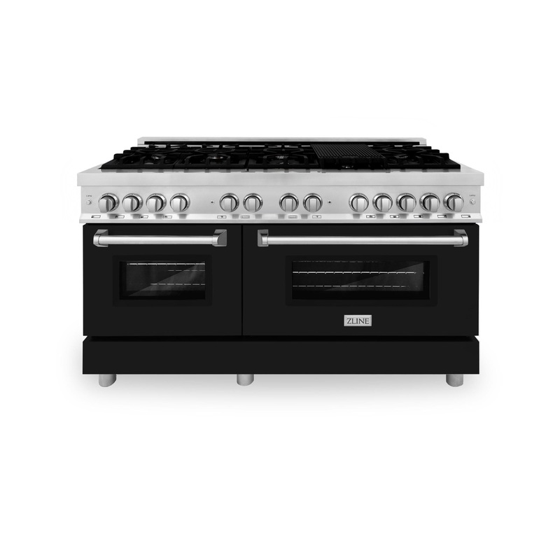 ZLINE 60 in. 7.4 cu. ft. Dual Fuel Range with Gas Stove and Electric Oven in Stainless Steel with Color Options (RA60) [Color: Black Matte] – (RABLM60)