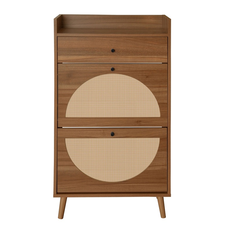 Allen – Rattan 2 Door 1 Drawer Cabinet Shoe Rack For Entrance