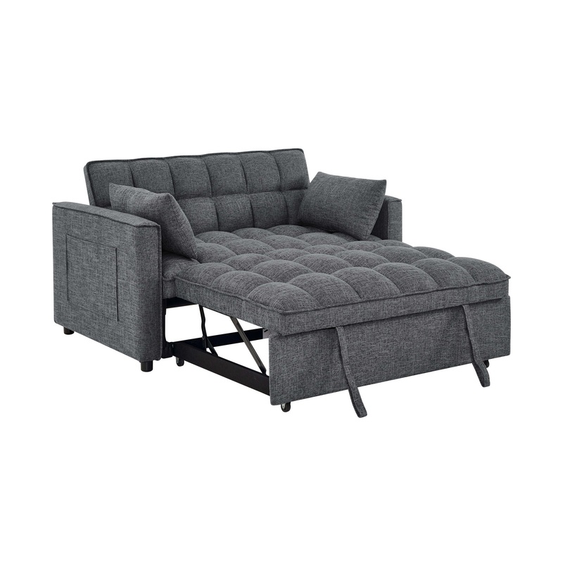 Sienna – Tufted Convertible Sleeper Sofa With Chaise – Gray