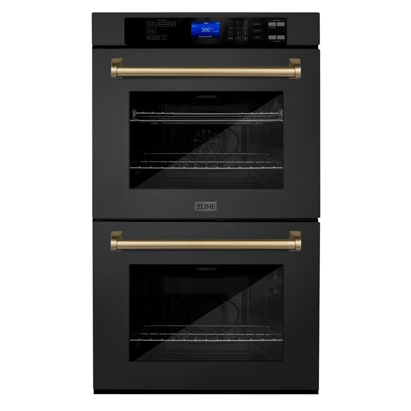 ZLINE 30″ Autograph Edition Double Wall Oven with Self Clean and True Convection in Black Stainless Steel (AWDZ-30-BS) [Color: Champagne Bronze] – (AWDZ30BSCB)
