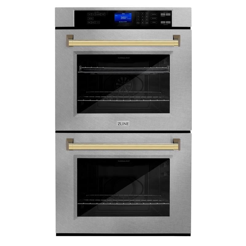 ZLINE 30″ Autograph Edition Double Wall Oven with Self Clean and True Convection in DuraSnow Stainless Steel (AWDSZ-30) [Color: Gold] – (AWDSZ30G)