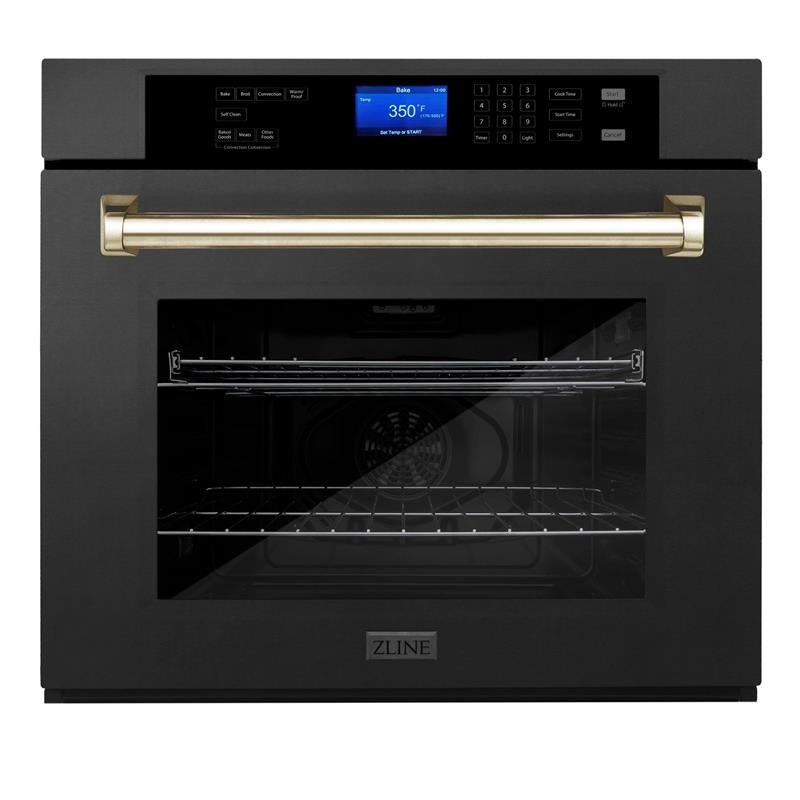 ZLINE 30″ Autograph Edition Single Wall Oven with Self Clean and True Convection in Black Stainless Steel (AWSZ-30-BS) [Color: Gold] – (AWSZ30BSG)