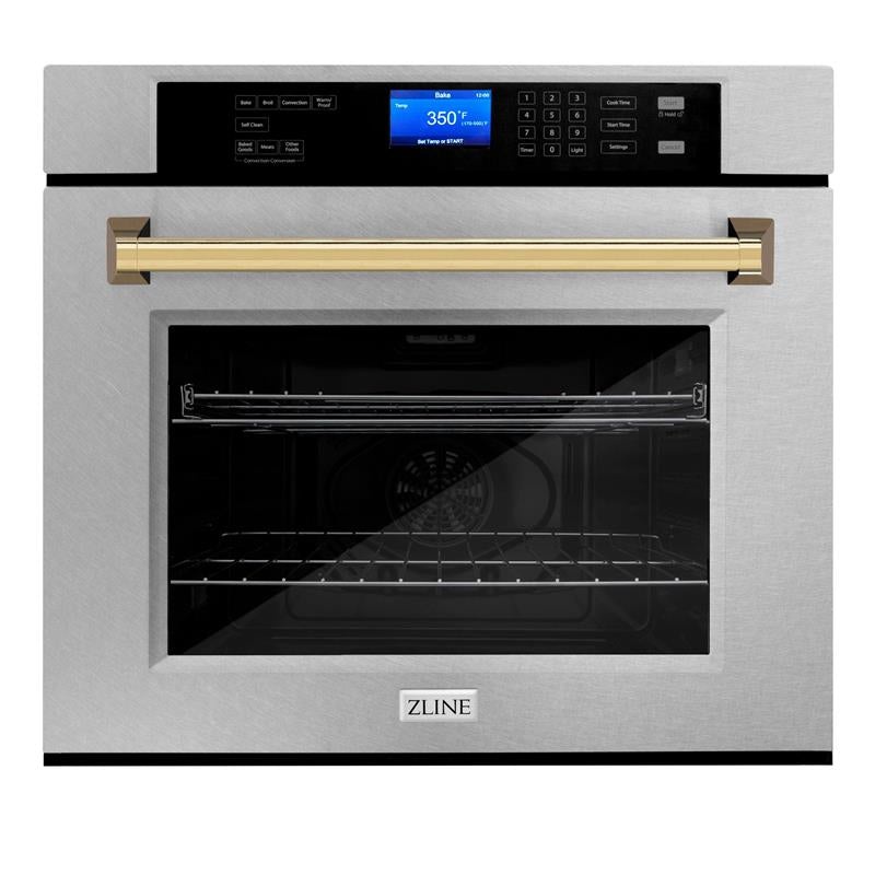 ZLINE 30″ Autograph Edition Single Wall Oven with Self Clean and True Convection in DuraSnow Stainless Steel (AWSSZ-30) [Color: Gold] – (AWSSZ30G)