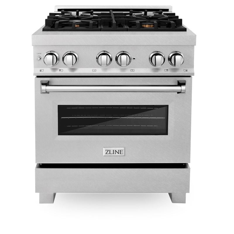 ZLINE 30 in. 4.0 cu. ft. Dual Fuel Range with Gas Stove and Electric Oven in All DuraSnow Stainless Steel with Color Door Options (RAS-SN-30) [Color: Red Matte] – (RASRM30)