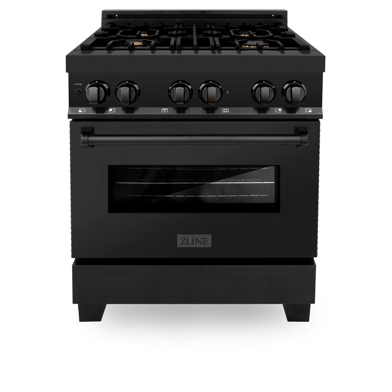 ZLINE 30 in. 4.0 cu. ft. Dual Fuel Range with Gas Stove and Electric Oven in Black Stainless Steel (RAB-BR-30) – (RABBR30)