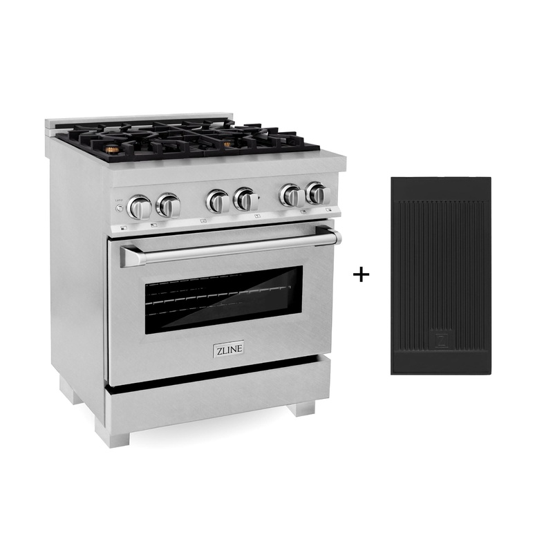 ZLINE 30 in. 4.0 cu. ft. Electric Oven and Gas Cooktop Dual Fuel Range with Griddle and Brass Burners in Fingerprint Resistant Stainless (RAS-SN-BR-GR-30) – (RASSNBRGR30)