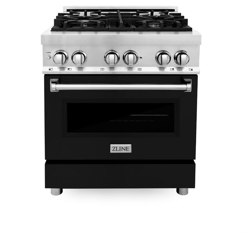ZLINE 30 in. Dual Fuel Range with Gas Stove and Electric Oven in Stainless Steel (RA30) [Color: Black Matte] – (RABLM30)