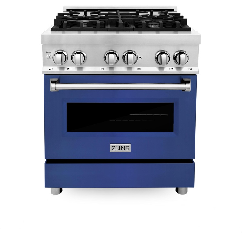 ZLINE 30 in. Dual Fuel Range with Gas Stove and Electric Oven in Stainless Steel (RA30) [Color: Blue Matte] – (RABM30)