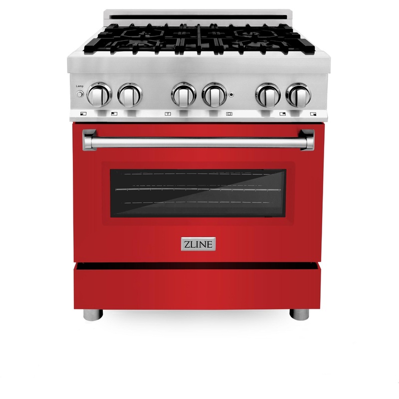 ZLINE 30 in. Dual Fuel Range with Gas Stove and Electric Oven in Stainless Steel (RA30) [Color: Red Matte] – (RARM30)