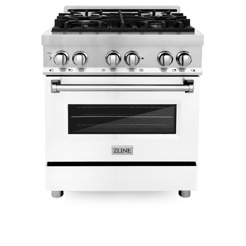 ZLINE 30 in. Dual Fuel Range with Gas Stove and Electric Oven in Stainless Steel (RA30) [Color: White Matte] – (RAWM30)
