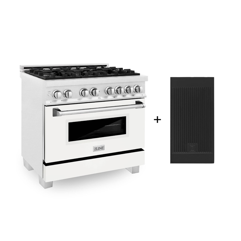 ZLINE 36″ 4.6 cu. ft. Electric Oven and Gas Cooktop Dual Fuel Range with Griddle and White Matte Door in Fingerprint Resistant Stainless (RAS-WM-GR-36) – (RASWMGR36)