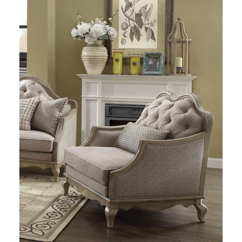 Acme Chelmsford Chair in Beige 56052