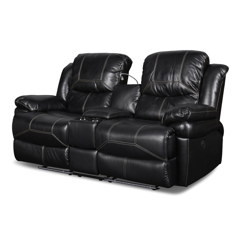 FLYNN CONSOLE LOVESEAT W/READING LIGHT, PWR FR- BLACK