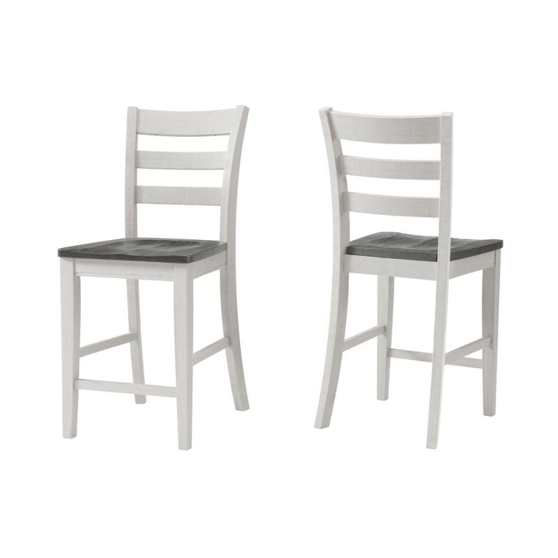 MONTEREY SOLID WOOD COUNTER HEIGHT DINING CHAIR (SET OF 2), WHITE STAIN AND GREY