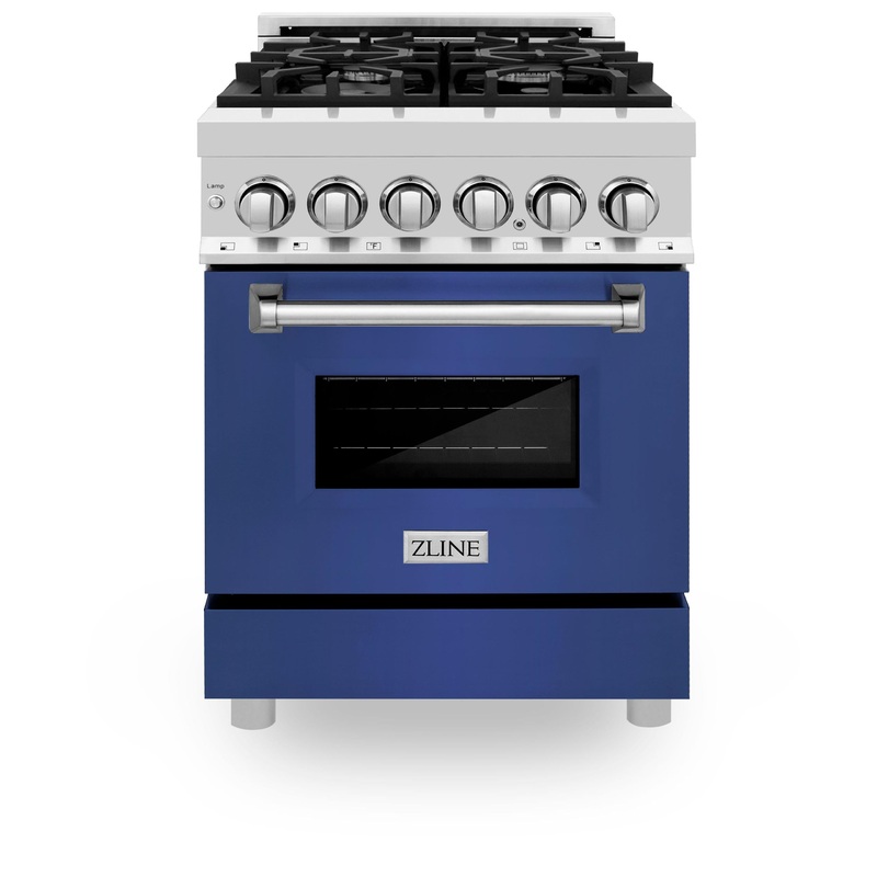 ZLINE 24 in. Professional Dual Fuel Range with Color Door Options (RA24) [Color: Blue Matte] – (RABM24)