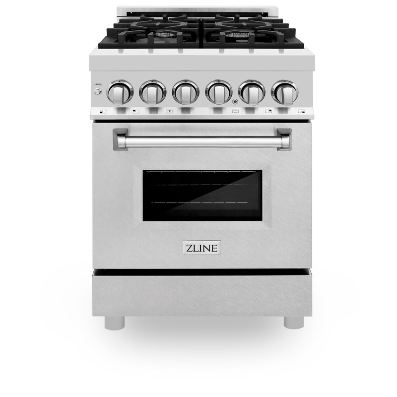 ZLINE 24 in. Professional Dual Fuel Range with Color Door Options (RA24) [Color: DuraSnow Stainless Steel Door] – (RASN24)